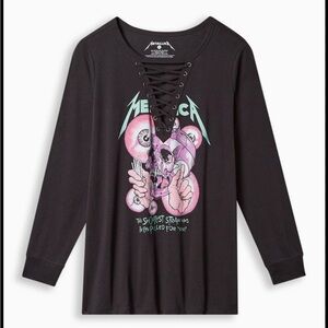 Torrid Black Long Sleeve Metallica Lace up Shirt